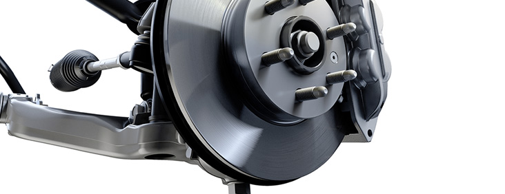 Image of the rotor on the wheel mount of the 2017 GMC Canyon small pickup truck.